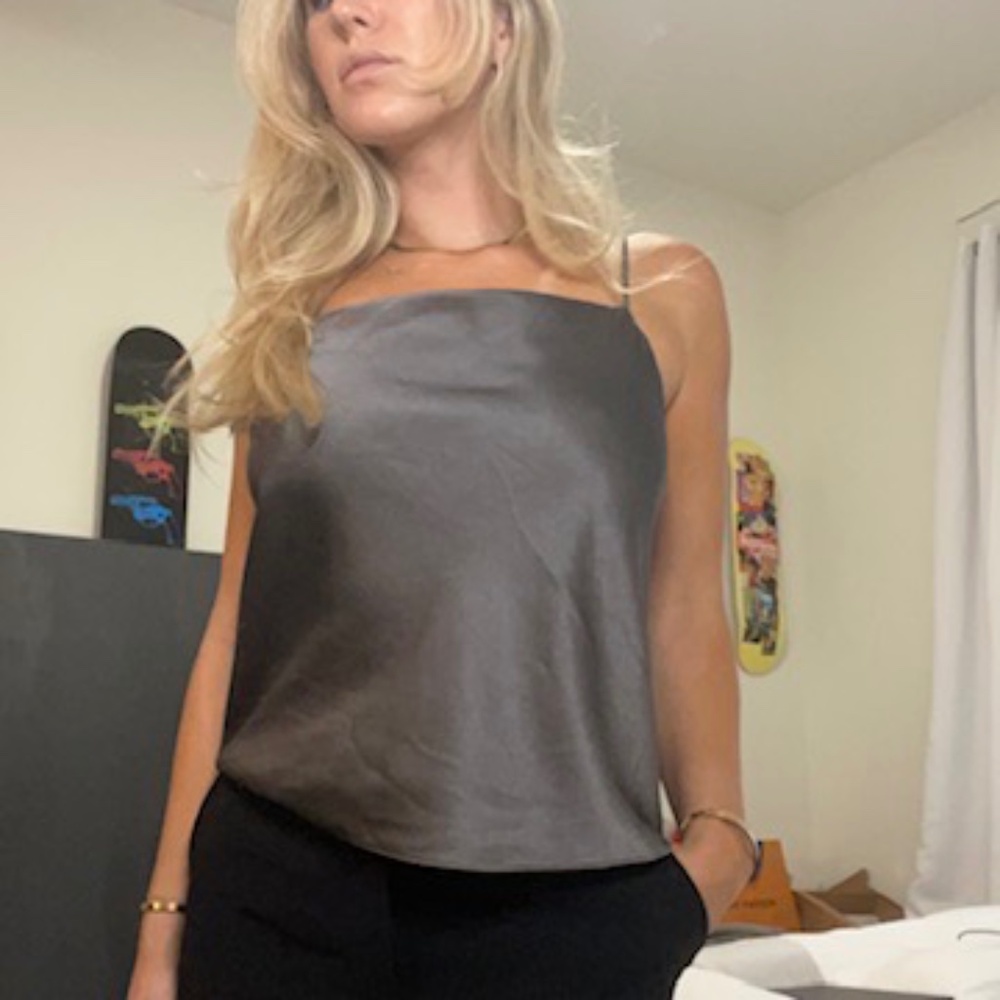 Alice and Olivia satin grey tank top